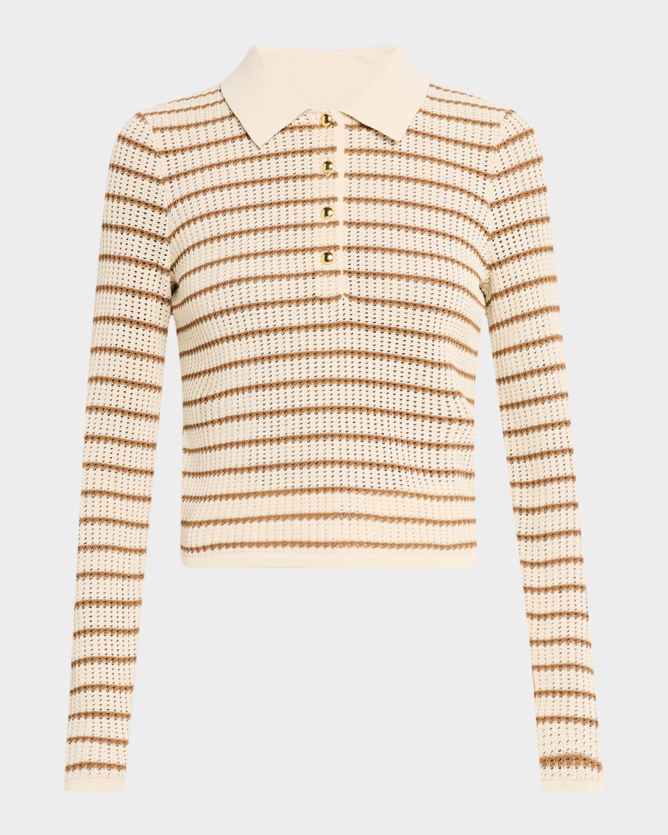 Viola Stripe Long-Sleeve Polo Top